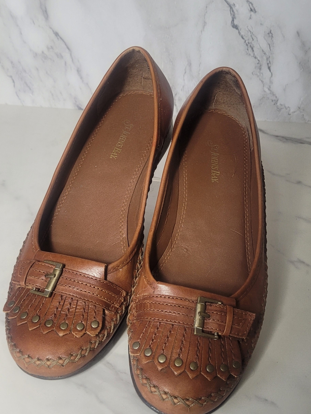 St. John's Bay Brown Leather Fringe Loafers